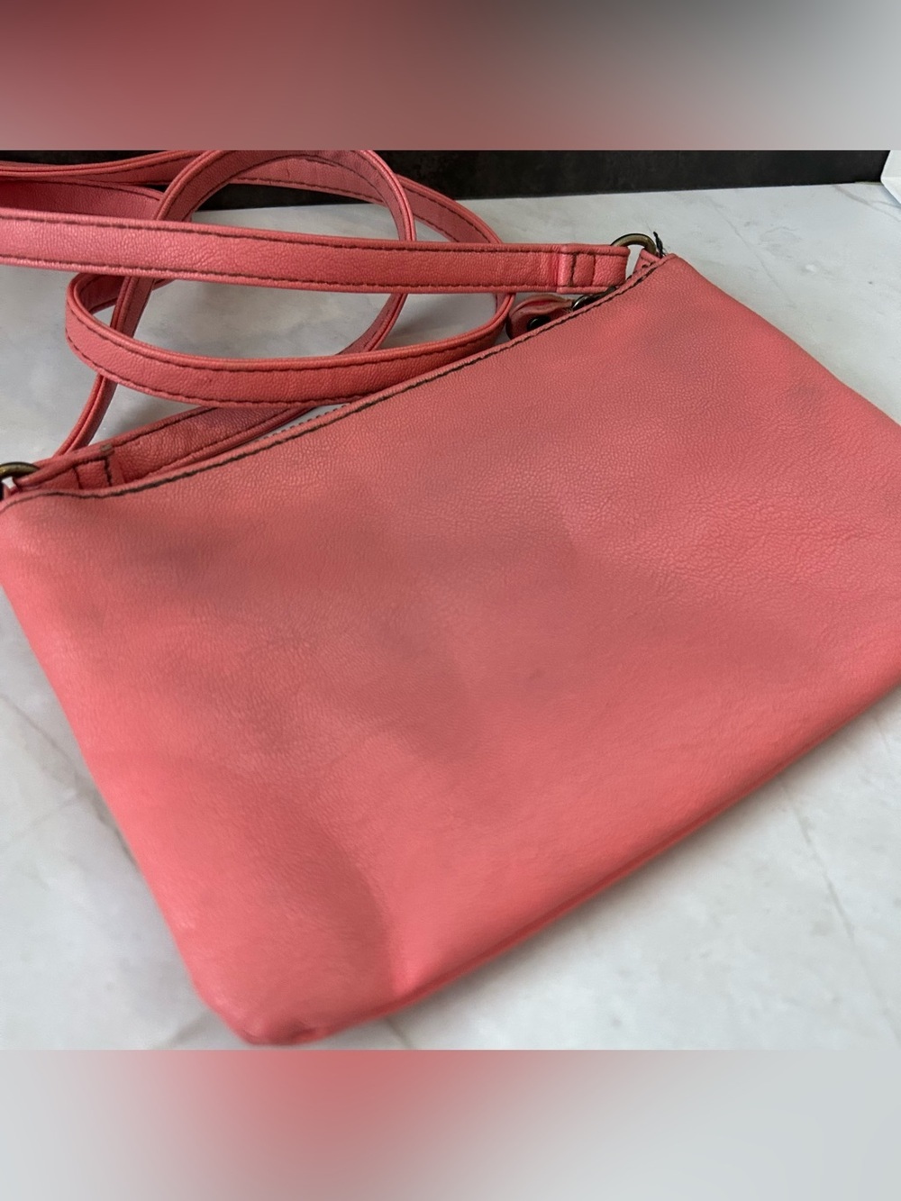 Roxy Coral Pink Crossbody Bag with Front Zip Pocket - Picture 4 of 5